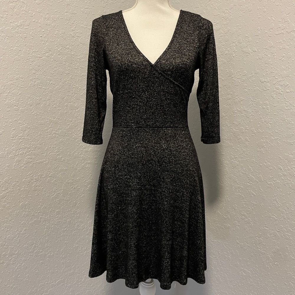 Trendyland Wrap Heather Gray Dress 3/4 Sleeve Cute M